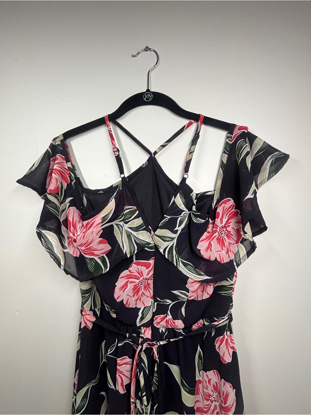 Japna Black Maxi Dress with Pink Floral Print - Picture 7 of 10